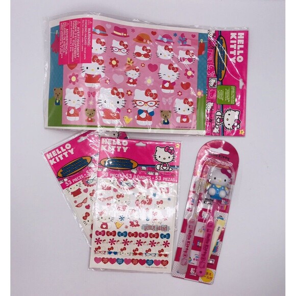 Hello Kitty Lot Play Scene, Floor Color Activity Roll, Toothbrush, 53 Stickers - Picture 1 of 9